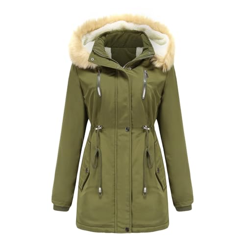 ZRYAZQ Winterjacke Damen Warm Gefüttert Teddyfleece Winterparka Jacke Damen mit Kapuze Dicke Wintermantel Damen Elegant Fellkapuze Mantel Damen Winter Teddyfutter Parka Outdoor Jacken Winddicht von ZRYAZQ