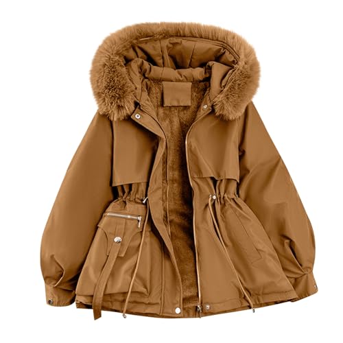 ZRYAZQ Wintermantel Damen Warm Gefüttert Flauschig Winterjacke Damen Dicke mit Kapuze Fleece Jacke Damen Winter Fellkapuze Teddyfutter Mantel Tailliert Winterparka Winddicht Warme Jacken Frauen ZRYAZQ Wintermantel Damen Warm Gefüttert Flauschig Winterjacke Damen Dicke mit Kapuze Fleece Jacke Damen Winter Fellkapuze Teddyfutter Mantel Tailliert Winterparka Winddicht Warme Jacken Frauen von ZRYAZQ