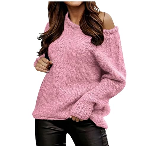 ZRYAZQ Winterpullover Damen Warm Grobstrick Pulli Damen Dicke Winter Pullover Damen Elegant Langarm Strickpullover Grobmaschig Einfarbig Winterpulli Thermo Rundhals Damenpullover Strickpulli Casual von ZRYAZQ