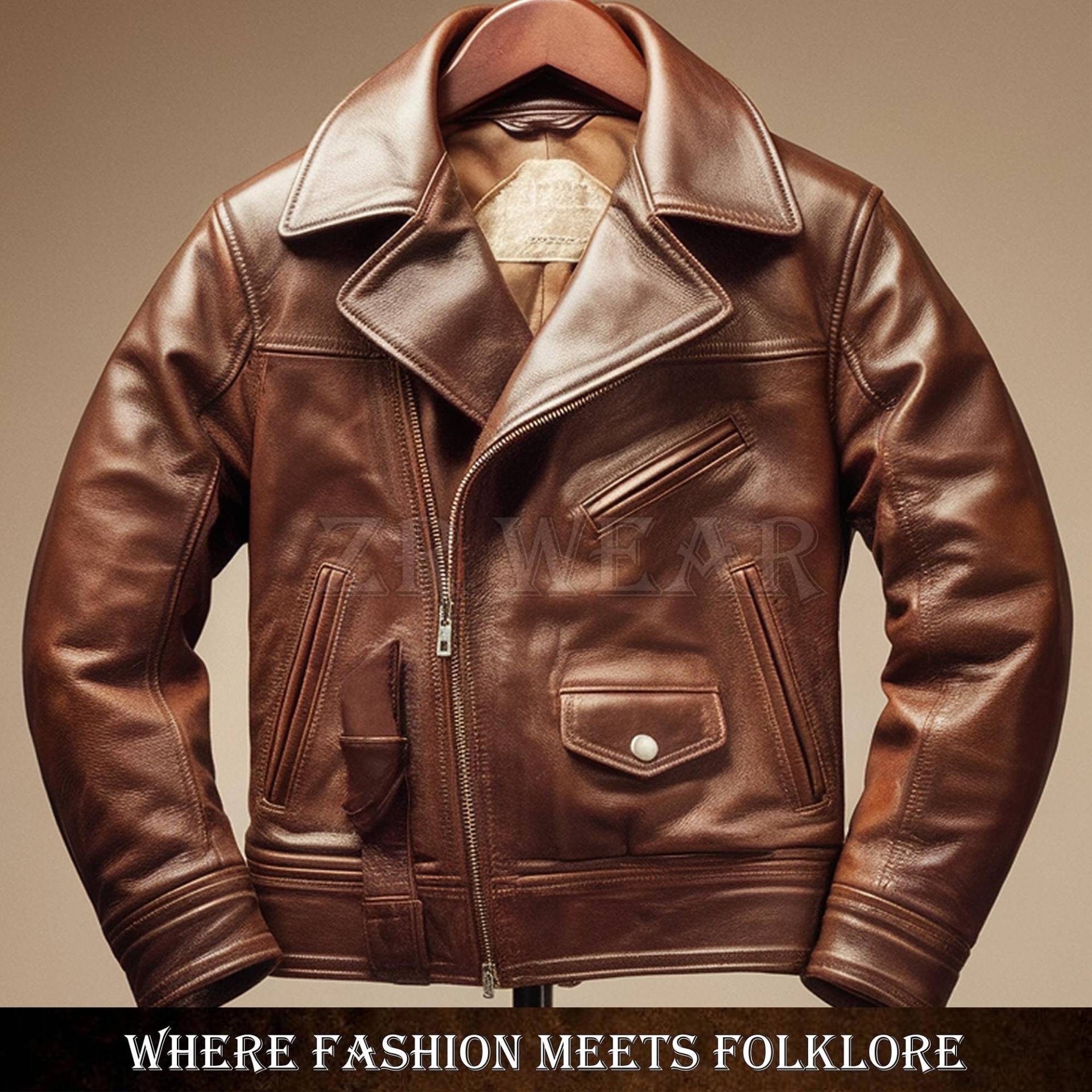 Dark Brown Classic Biker Leather Jacket L Distressed Genuine Leather Jacket Men Cafe Racer Outerwear Motorcycle Casual Slim Vintage Coat von ZRwear