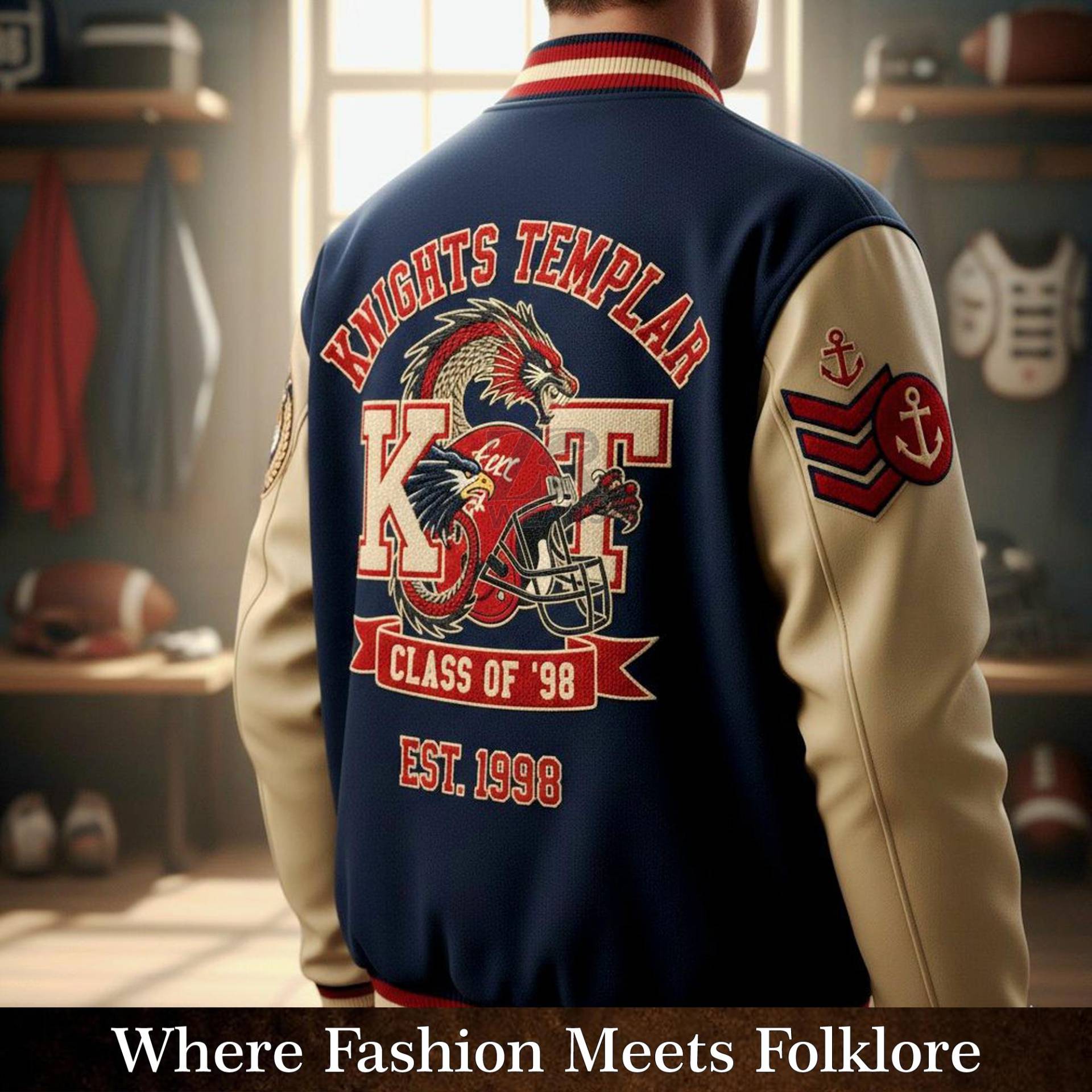 Knights Templar Varsity Jacket Class Of "98 - Custom Letterman | Personalized Embroidered School Team Coat Masonic /Knights von ZRwear