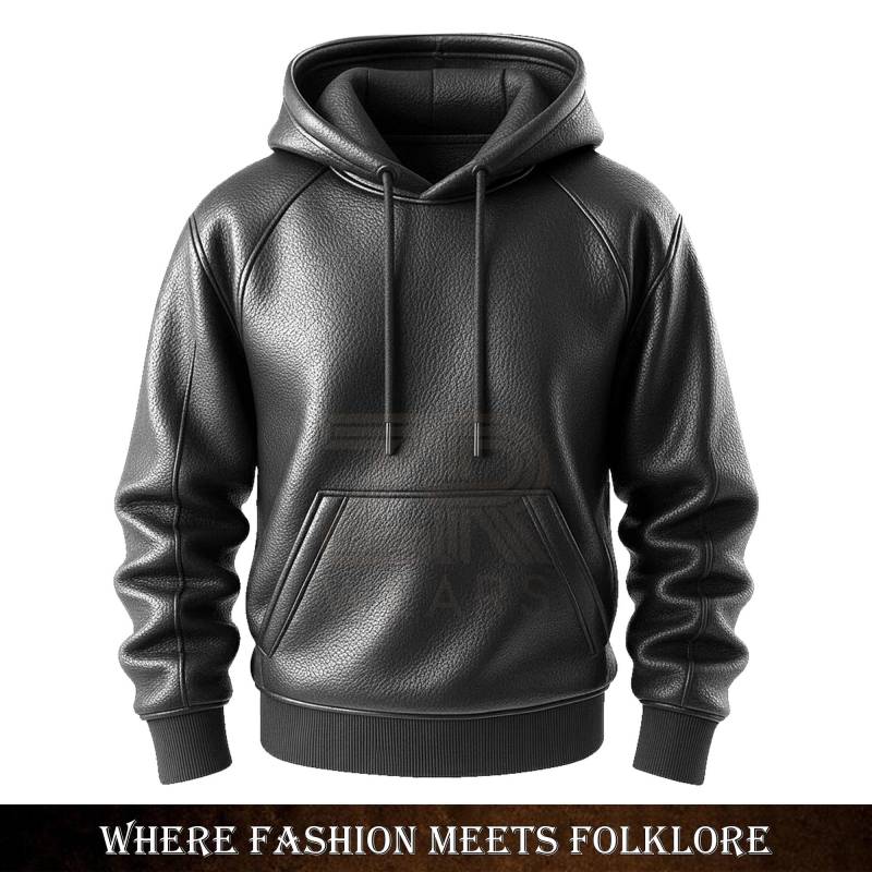 Men's Black Leather Hoodie Jacket - Handmade Genuine Lambskin Pullover | Winter Outerwear Gift For Him von ZRwear