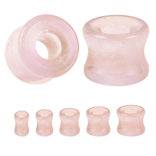 ZS 1 Paar Double Flared Naturstein Ohrtunnel, 4G 2G 0G 00G 1/2" Gauge Ohr Tunnel Plug Piercing schmuck für Männer Frauen (Rosa,00g(10mm)) von ZS