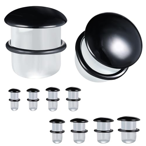 ZS 1 Paar Single Flare Plugs für Ohren, 6g - 9/16" Ear Plugs and Tunnel Glas für Damen Herren Transparente Stretcher Expander Ears Gauges (Schwarz,6g(4mm)) von ZS