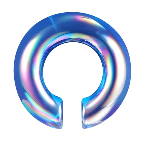 ZS 1 Stück 0G 00G 1/2 Zoll Glas Nasenringe Septum Ring, C-Form Hufeisen Nasenring Hufeisen Ohrringe Hoop Körperpiercing Schmuck für Damen Herren, 0g(8mm), Glas, Kein Edelstein von ZS