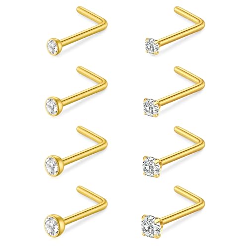 ZS 1 Stück G23 Titan Opal Tragus Piercing Schmuck 16G Helix Conch Earring for Women Innengewinde Labret Lip Stud Monroe Medusa piercing Knorpel Ohrpiercing (Gold, L-Form) von ZS