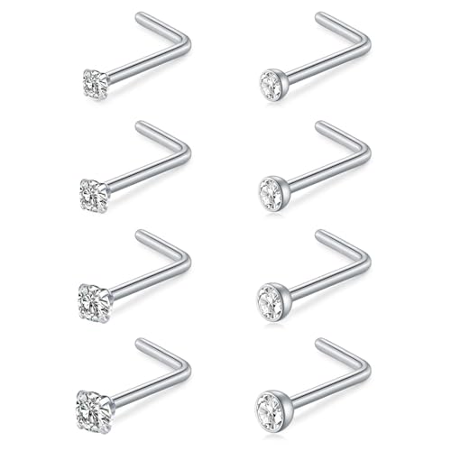 ZS 1 Stück G23 Titan Opal Tragus Piercing Schmuck 16G Helix Conch Earring for Women Innengewinde Labret Lip Stud Monroe Medusa piercing Knorpel Ohrpiercing (Silber, L-Form) von ZS