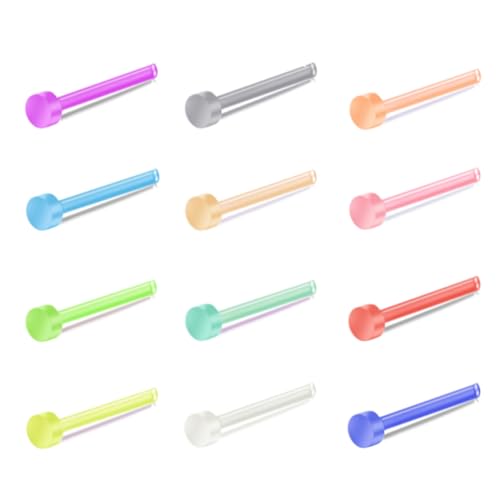 ZS 12 Stück 20G Bunte Bioflex Flexible Nasenhalterringe, Klar Durchsichtig Retainer L Förmige Nasenringe Nasenstecker Nasenpiercing Für Damen Herren (Nasenknochenstecker (flach)) von ZS