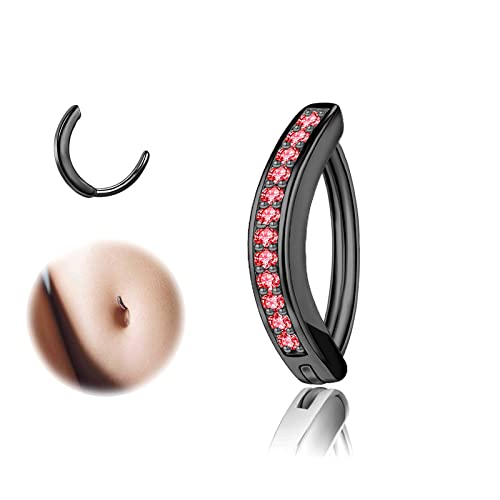 ZS 14G Clicker Piercing Bauchnabel für Frauen, Diamanten Bauchnabelpiercing Silber 925 Reverse Curved Nabel Barbell Schmuck Körperschmuck (Diamanten:10mm) von ZS