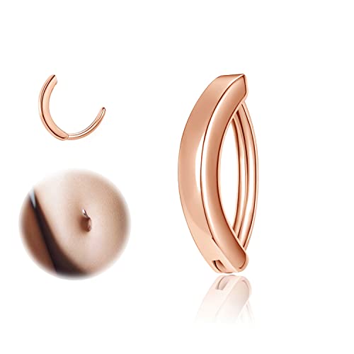 ZS 14G Clicker Piercing Bauchnabel für Frauen, Roségold Bauchnabelpiercing Silber 925 Reverse Curved Nabel Barbell Schmuck Körperschmuck (10mm) von ZS