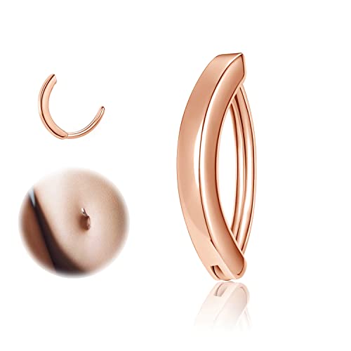 ZS 14G Clicker Piercing Bauchnabel für Frauen, Roségold Bauchnabelpiercing Silber 925 Reverse Curved Nabel Barbell Schmuck Körperschmuck (12mm) von ZS