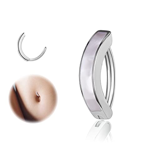 ZS 14G Clicker Piercing Bauchnabel für Frauen, Simulationshülle Bauchnabelpiercing Silber 925 Reverse Curved Nabel Barbell Schmuck Körperschmuck (Silber,10mm) von ZS