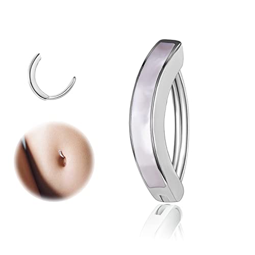 ZS 14G Clicker Piercing Bauchnabel für Frauen, Simulationshülle Bauchnabelpiercing Silber 925 Reverse Curved Nabel Barbell Schmuck Körperschmuck (Silber,12mm) von ZS