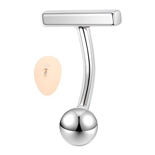 ZS 14G Kleine Bauchnabelringe für Frauen, 16G 925 Sterling Silber Rook Eyebrow Piercing Schmuck, Einfacher Reverse Curved Nabel Barbell Körperschmuck (Basis:14g,10mm) von ZS