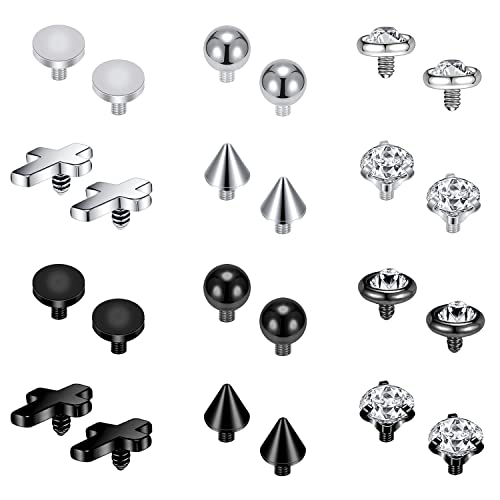 ZS 16G Edelstahl Dermal Anchor Piercing für Männer Frauen Diamant Hautanker Gewinde Intern Tops Schwarz Gold Microdermal Piercing Schmuck (C) von ZS