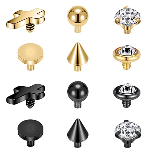 ZS 16G Edelstahl Dermal Anchor Piercing Diamant Dermal Aufsatz Ersatz CZ Haut Microdermal Piercing Schmuck für Männer Frauen (C) von ZS