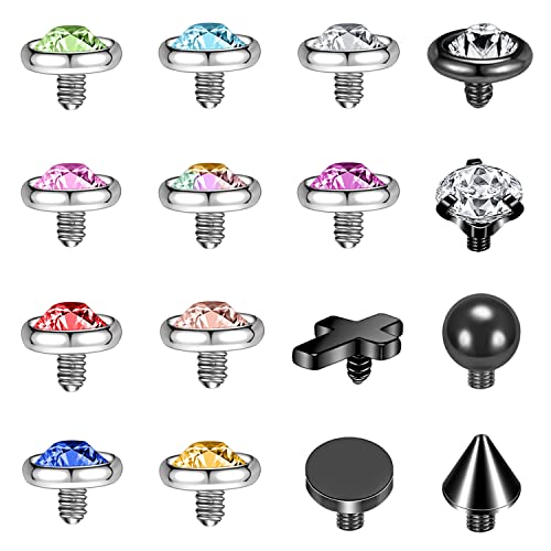 ZS 16G Edelstahl Dermal Anchor Piercing Diamant Dermal Aufsatz Ersatz CZ Haut Microdermal Piercing Schmuck für Männer Frauen (D) von ZS