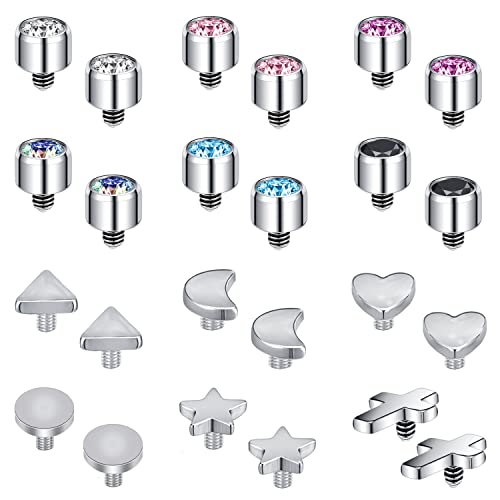 ZS 16G Edelstahl Dermal Anchor Piercing für Männer Frauen Diamant Hautanker Gewinde Intern Tops Schwarz Gold Microdermal Piercing Schmuck (A) von ZS