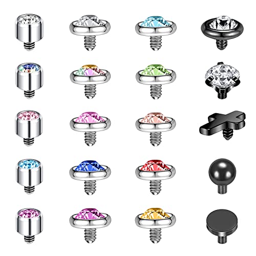 ZS 16G Edelstahl Dermal Anchor Piercing für Männer Frauen Diamant Hautanker Gewinde Intern Tops Schwarz Gold Microdermal Piercing Schmuck (B) von ZS