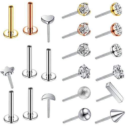 ZS 16G Push-in Lippenringe, Edelstahl Pushin Forward Tragus Helix Ohrring, Threadless Labret Monroe Medusa Piercing Schmuck für Frauen Männer (TG:3/4/6mm, L:8mm) von ZS