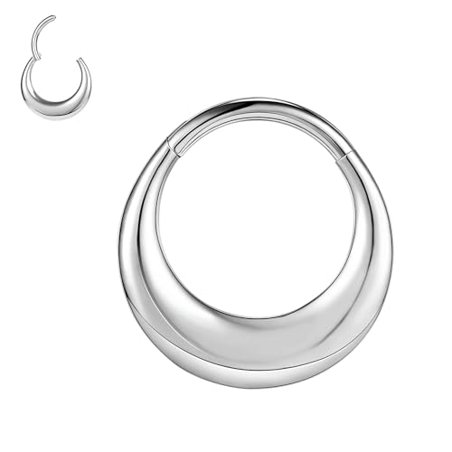 ZS 16G Segment Septum Nasenringe für Damen Herren, 8mm 10mm Edelstahl Clicker Knorpel Ohrringe Hoop Teardrop Rook Helix Piercing Schmuck (Silber-8mm) von ZS