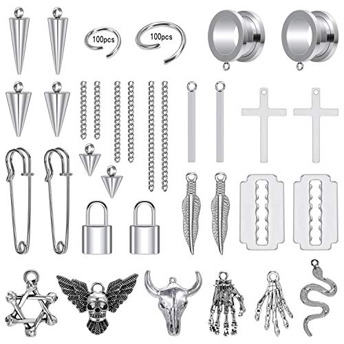 ZS DIY Ohr Tunnel Piercing Set, Dangle Gauges Ohrpiercing Tunnel Plug Zubehör, Edelstahl Piercing Set Schmuck Selber Stechen Machen für Frauen Männer [Gauge=00g(10mm)] von ZS