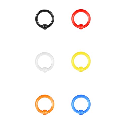 ZS 6 Stück Captive Bead Rings Spring Action BCR Kugelringe, 0G 2G 4G 6G 8G 12G PA Ring, Acryl Nasen Septum Ringe Pierced Körperschmuck für Männer Frauen (12g(2mm)) von ZS