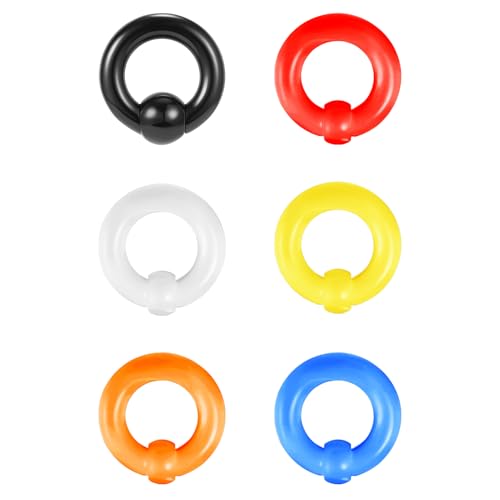 ZS 6 Stück Captive Bead Rings Spring Action BCR Kugelringe, 0G 2G 4G 6G 8G 12G PA Ring, Acryl Nasen Septum Ringe Pierced Körperschmuck für Männer Frauen (2g(6mm)) von ZS