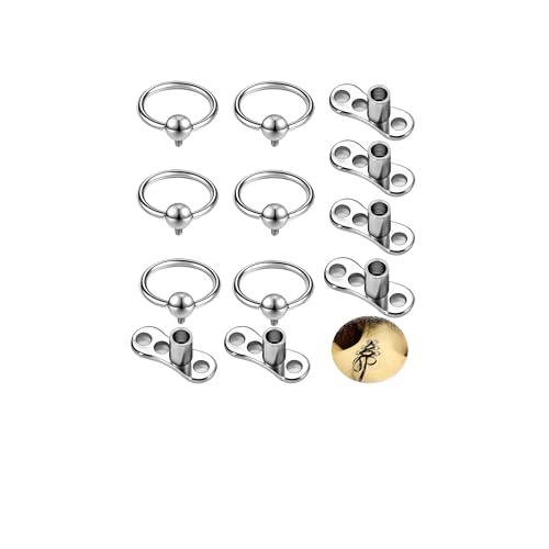 ZS Dermal-Anker-Tops aus 16 g Edelstahl, 6 Stück Innengewinde, Dermal-Anker-Basis, mikrodermaler Rücken, Dermal-Piercing-Schmuck für Damen und Herren, 6 Stück, Edelstahl, Kein Edelstein von ZS