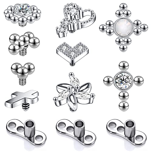 ZS Opal Dermal Anchor Aufsatz 3mm 4mm, Chirurgenstahl Hautanker Skin Diver Implantat Kugel, Mikro Transdermal Piercing Schmuck für Frauen Männer(C:Größen Mischen) von ZS