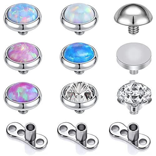 ZS Opal Dermal Anchor Aufsatz 3mm 4mm, Chirurgenstahl Hautanker Skin Diver Implantat Kugel, Mikro Transdermal Piercing Schmuck für Frauen Männer (B:4mm) von ZS