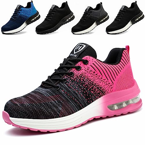 ZSDZSZ Arbeitsschuhe Herren Leicht Sicherheitsschuhe Damen Atmungsaktive Stahlkappenschuhe Sportlich Schutzschuhe,Rosa,36 EU von ZSDZSZ