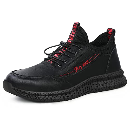 ZSDZSZ Sicherheitsschuhe Herren Wasserdicht Arbeitsschuhe Damen Stahlkappe Leicht rutschfest Schutzschuhe, Schwarz, EU 41 von ZSDZSZ
