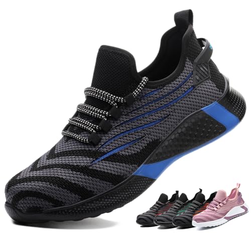 ZSDZSZ Arbeitsschuhe Herren Leicht Sicherheitsschuhe Damen Atmungsaktive Stahlkappenschuhe Sportlich Schutzschuhe,Blau,44 EU von ZSDZSZ