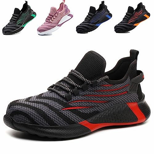 ZSDZSZ Arbeitsschuhe Herren Leicht Sicherheitsschuhe Damen Atmungsaktive Stahlkappenschuhe Sportlich Schutzschuhe,Rot,35 EU von ZSDZSZ