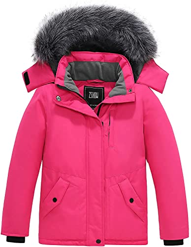 ZSHOW Mädchen Baumwolle Mantel Outdoor Sport Mantel Gepolstert Puffer Jacke Klassisch Militär Jacke Rosa 128-134 von ZSHOW