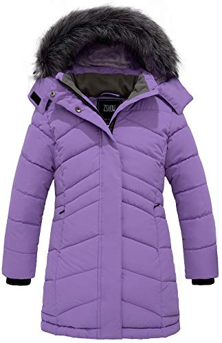 ZSHOW Mädchen Baumwolle Mantel Warm Gefüttert Winter Jacke Mode Lang Parka Gepolstert Puffer Jacke Lila 116-122 von ZSHOW