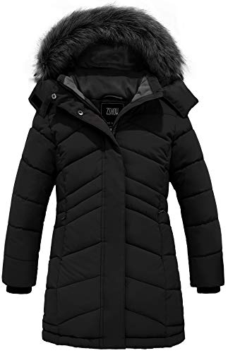 ZSHOW Mädchen Outdoor Sport Mantel Mode Lang Parka Klassisch Militär Jacke Bequem Freizeit Jacke Schwarz 152-158 von ZSHOW