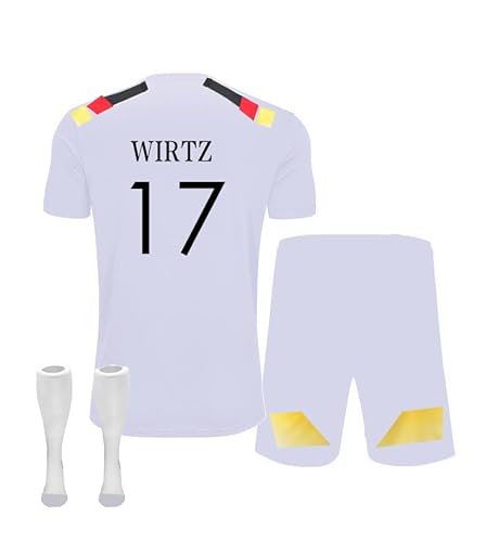 ZSJMY Neu Deutschland Trikot em 2024 für Erwachsene und Kinder, Heim Auswärtstrikot Nr.17 Fußball Trikot Fans Jersey Shorts Socken Trainingsanzug Set für Jungen und Herren (Heimtrikot 17, 28) von ZSJMY