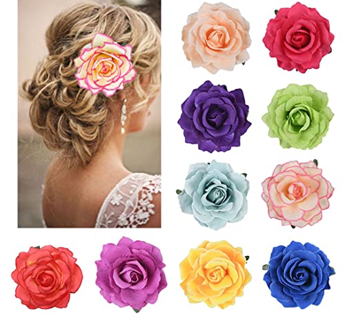 10 Stücke Rosen Haarnadeln，Haarspangen Blume Brosche，für Mädchen Damen Party Strand Hochzeit Tänzerin. von ZSLJSWDZ