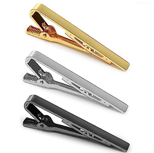 3 Stück Tie Clip Set ，herren Krawattennadel，Dünn Krawattenklammer，Für Valentinstag, Weihnachten, Jubiläum, Party, Meeting(Gold, Silber, Schwarz) von ZSLJSWDZ