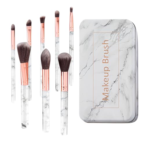 Pinselset Makeup Start Makers mit Geschenkbox Tragbare Schminkpinsel Set Weiß Marmor Make Up Pinsel Set, Makeup Foundation Pinsel, Lidschatten Pinselset von ZSMJAER