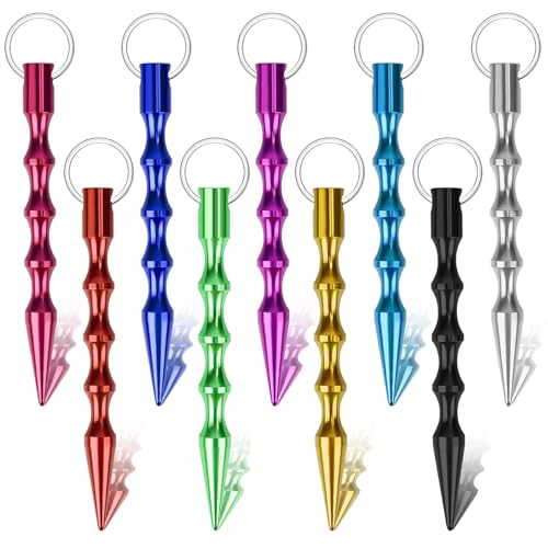 ZSOPN 9 Stück Kubotan Selbstverteidigung Schlüsselanhänger für Frauen Legal Selbstverteidigung Notfall Hammer Selbstverteidigung Schlüsselanhänger für Outdoor oder Survival Notfall Glasbrecher von ZSOPN