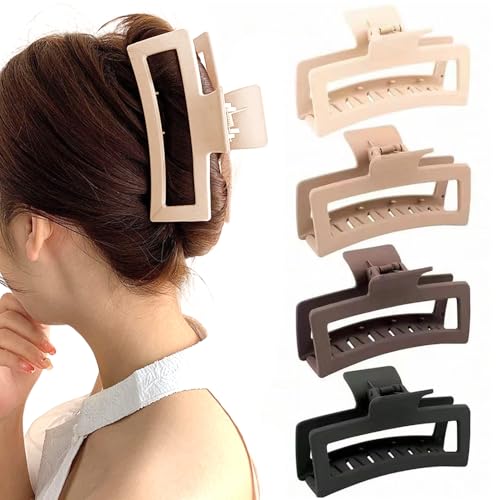 ZSPERKLA 4 Stück Extra große Haarklammer, starker Halt, 13cm Kunststoff Haarspangen für dickes Haar, rutschfeste, matte Haar Jaw Clips Haarstyling-Zubehör für Frauen und Mädchen von ZSPERKLA