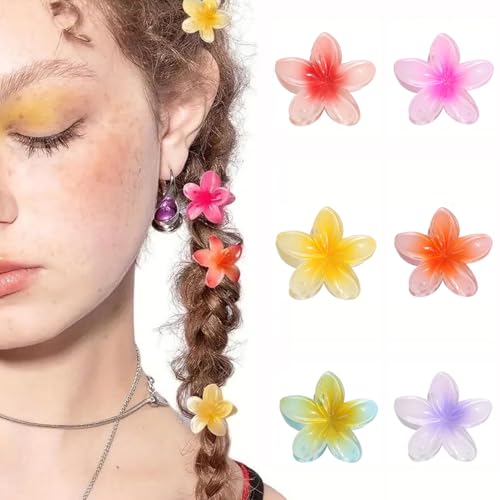 ZSPERKLA 6 Stück Blumen Haarklammer, 4cm Niedliche Acryl Haarspangen, kleine Haarklammern, rutschfeste Haar Jaw Clips für Frauen Mädchen mittleres und dünnes Haarstyling Zubehör von ZSPERKLA