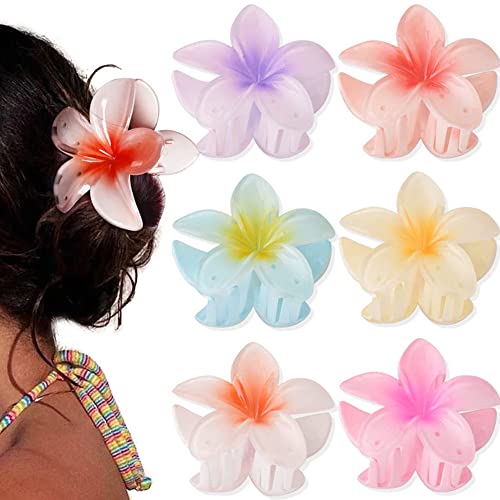 ZSPERKLA 6 Stück Blumen Haarklammer für Dickes Dünnes Haar, rutschfeste Acryl Haarspangen Große Haarklammern für Frauen Mädchen Haarstyling Zubehör von ZSPERKLA