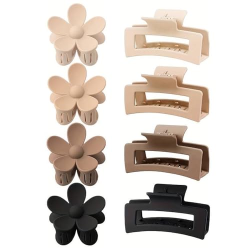 ZSPERKLA 8 Stück Große Haarklammer, Haarspangen Damen für dickes Haar Rutschfestes Klauenklammern Haar Jaw Clips für Frauen Mädchen(neutral) von ZSPERKLA