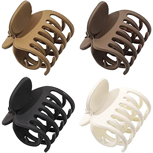 ZSPERKLA 4 Stück mittelgroße Klauen-Haarspangen für Frauen und Mädchen dünnes Haar, matte, kleine Haarklammern, rutschfeste, zweireihige Kieferspangen von ZSPERKLA