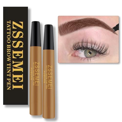 Wasserfester Augenbrauenstift – Upgrade Microblading Tattoo Brauenstift, Natürlich Aussehende Augenbrauen Mühelos, Eye Brown Make-up, Hält Den Ganzen Tag über (Auburn - 2 PCS) von ZSSEMEI