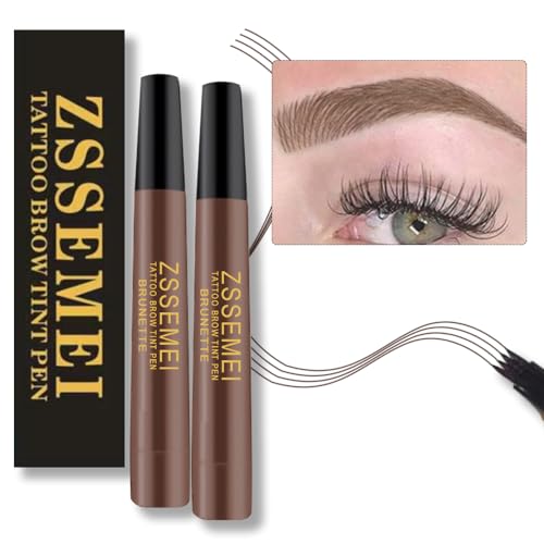 Wasserfester Augenbrauenstift – Upgrade Microblading Tattoo Brauenstift, Natürlich Aussehende Augenbrauen Mühelos, Eye Brown Make-up, Hält Den Ganzen Tag über (Brunette - 2 PCS) von ZSSEMEI